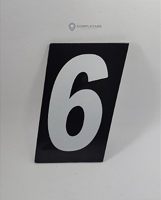 Número PRATICO - 6 - Preto com Prata em ACM