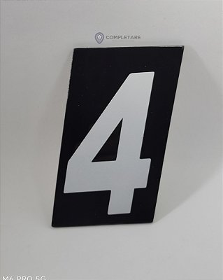 Número PRATICO - 4 - Preto com Prata em ACM