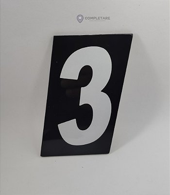 Número PRATICO - 3 - Preto com Prata em ACM