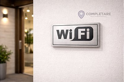 Placa Informativa - ACM Aço Escovado - WI FI