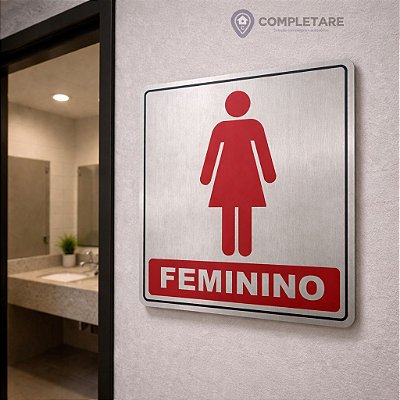 Placa Informativa - ACM Aço Escovado - WC FEMININO