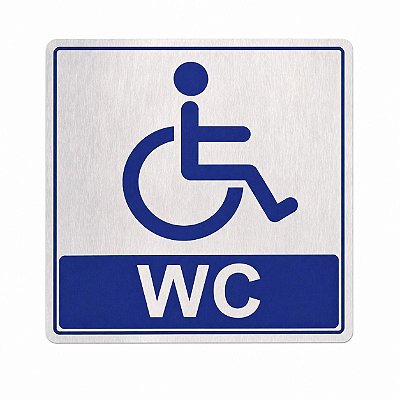 Placa Informativa - ACM Aço Escovado - WC CADEIRANTE