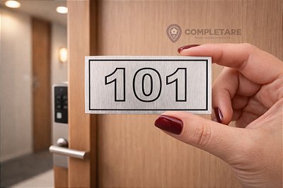 Placa em ACM Aço Escovado 10 x 5 cm – Numeração Personalizada 000 a 9999