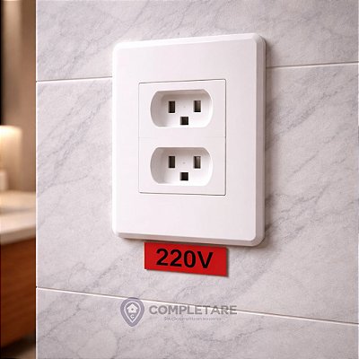 Tarjeta de Voltagem 220V em ACM – Cartela com 6 Unidades – com Fita Dupla Face