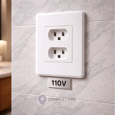 Tarjeta de Voltagem 110V em ACM – Cartela com 6 Unidades – com Fita Dupla Face