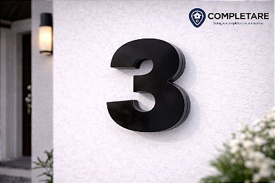 Número Predial 125mm 3D Alto Relevo - PRETO - 3 - Moderno