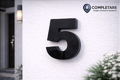 Número Predial 125mm 3D Alto Relevo - PRETO - 5 - Moderno