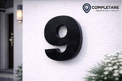 Número Predial 125mm 3D Alto Relevo - PRETO - 9 - Moderno