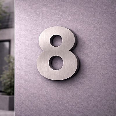 Número Predial 125mm 3D Alto Relevo - AÇO ESCOVADO - 8 - Moderno