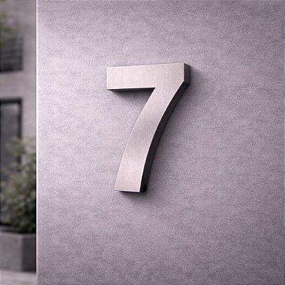 Número Predial 125mm 3D Alto Relevo - AÇO ESCOVADO - 7 - Moderno