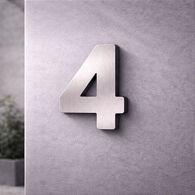 Número Predial 125mm 3D Alto Relevo - AÇO ESCOVADO - 4 - Moderno