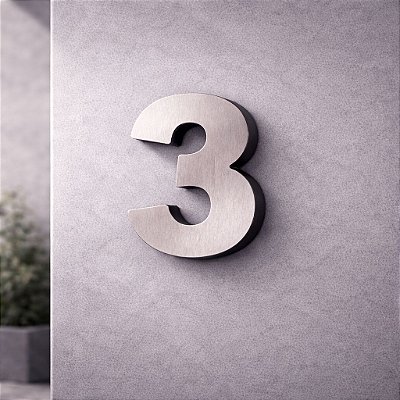 Número Predial 125mm 3D Alto Relevo - AÇO ESCOVADO - 3 - Moderno