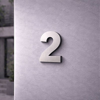 Número Predial 125mm 3D Alto Relevo - AÇO ESCOVADO - 2 - Moderno