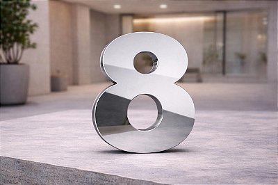 Número Predial 125mm em ACM ESPELHADO - 8 - Destaque Elegante