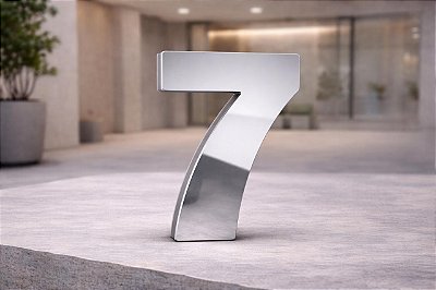 Número Predial 125mm em ACM ESPELHADO - 7 - Destaque Elegante