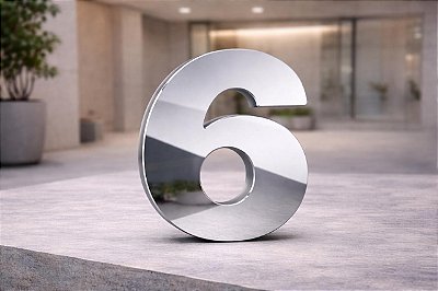 Número Predial 125mm em ACM ESPELHADO - 6 - Destaque Elegante