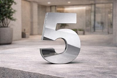 Número Predial 125mm em ACM ESPELHADO - 5 - Destaque Elegante
