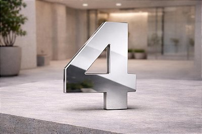 Número Predial 125mm em ACM ESPELHADO - 4 - Destaque Elegante