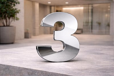 Número Predial 125mm em ACM ESPELHADO - 3 - Destaque Elegante