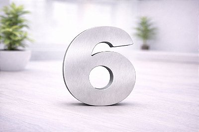 Número Predial 125mm em ACM AÇO ESCOVADO - 6 - Estilo e Resistência