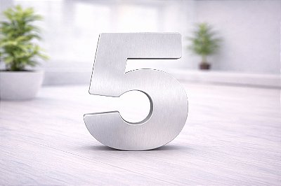 Número Predial 125mm em ACM AÇO ESCOVADO - 5 - Estilo e Resistência