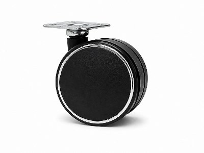 Rodízio 60mm com Placa Preto e Listra Cromada – Estilo, Resistência e Deslizamento Suave