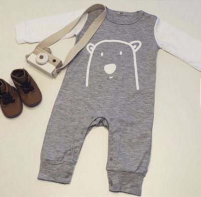 MACACÃO INFANTIL URSO MINIMALISTA MOLETINHO