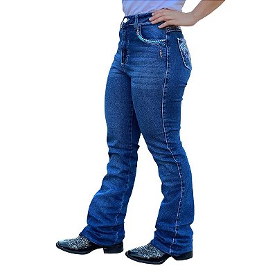Calça Best Rodeio Feminina F502 Flare Bordada