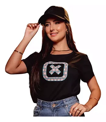 Camiseta TXC Feminina Estampada Preta REF 50682