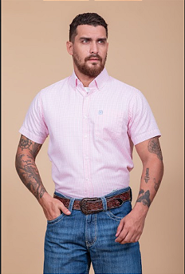 Camisa TXC Masculina Xadrez Rosa 2763C