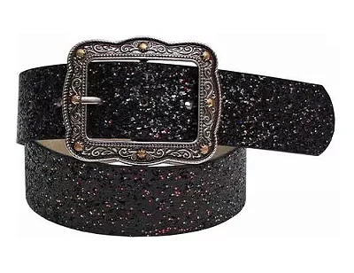 Cinto Paul Western Preto com Glitter 466