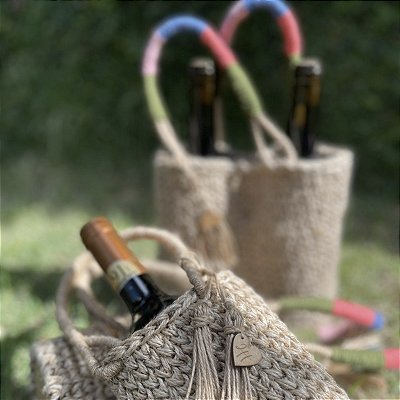 Porta vinho de crochê (duplo)- bolsa de transporte