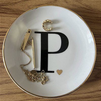 Pratinho de Porcelana Schmidt com Ouro e Monograma