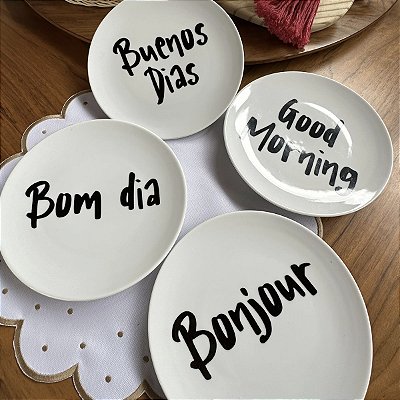 Prato de Sobremesa com Saudações Matinais
