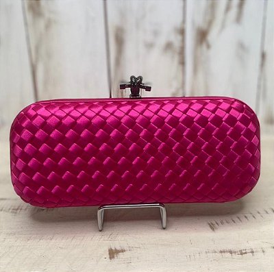 CLUTCH ACETINADA COM DETALHE TRESSE PINK