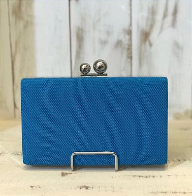 CLUTCH BORDA PRATA AZUL TURQUESA
