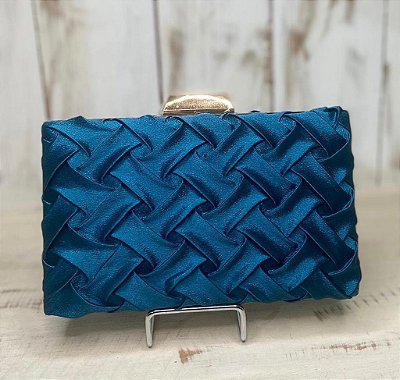 CLUTCH ACETINADA COM DETALHES TRANSPASSADOS VERDE PETROLEO