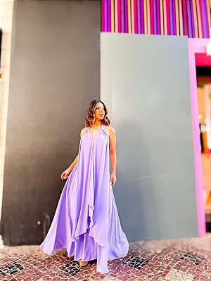 VESTIDO LONGO CREPE DE SEDA MULLET MIL FORMAS LILÁS
