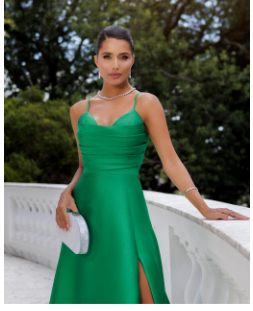 VESTIDO LONGO ZIBELINE TOMARA QUE CAIA DETALHE ABAIXO DO BUSTA COM FENDA  VERDE TIFANY