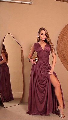 VESTIDO MICROTULE  CORPETE MICROTULE  MARSALA