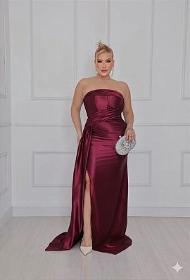 VESTIDO LONGO JERSEY TOMARA QUE CAIA DECOTE DETALHE BUSTO TRANSPASSADO FUCSIA