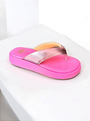 CHINELO ALLYMA FLATFORM ROSA METALIZADO
