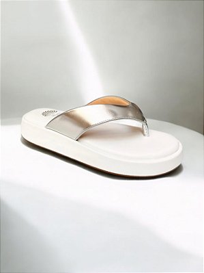 CHINELO ALLYMA FLATFORM BRANCO/PRATA
