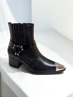 BOTA ALLYMA COURO BULGARI PRETO