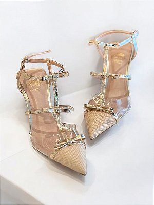 SCARPIN ALLYMA ALYNE LAÇO OURO