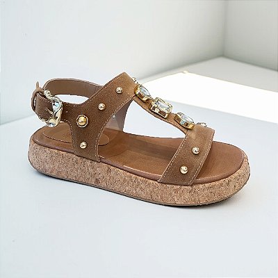 SANDALIA FLAT ALLYMA RITA CAPUCCINO