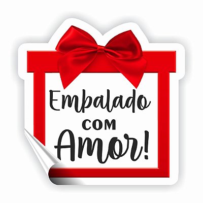 Etiqueta Embalado com Amor - Fita Vermelha