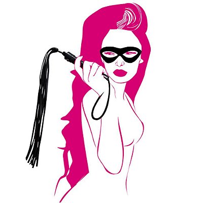 Kit 1 Chicote com 40 cm e Máscara Tiazinha Preto L241