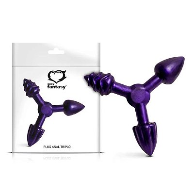 Plug Anal Triplo com Tamanhos e Texturas Diversas Roxo Sexy Fantasy