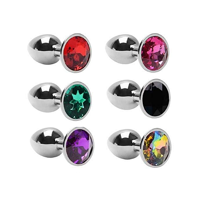 Plug Anal De Aço Inoxidável Com Cristal Arredondado TAMANHO M